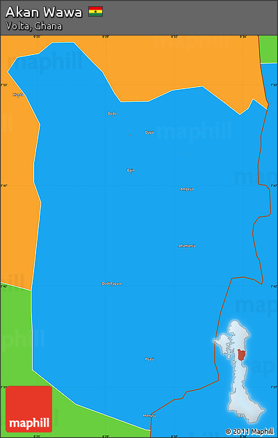 Political Simple Map of Akan Wawa