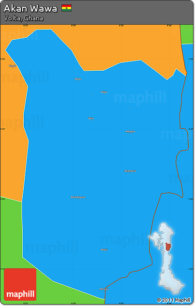 Political Simple Map of Akan Wawa