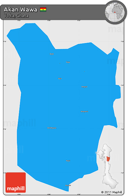 Political Simple Map of Akan Wawa, single color outside