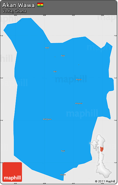 Political Simple Map of Akan Wawa, single color outside