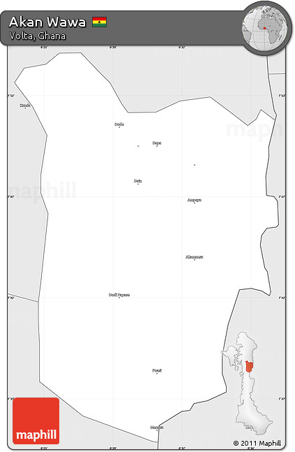 Silver Style Simple Map of Akan Wawa