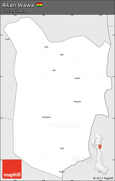 Silver Style Simple Map of Akan Wawa
