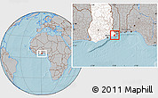Gray Location Map of Anlo, highlighted country, hill shading