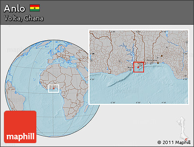 Gray Location Map of Anlo, hill shading