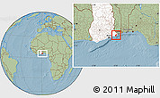 Savanna Style Location Map of Anlo, highlighted country, hill shading