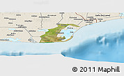 Satellite Panoramic Map of Anlo, shaded relief outside