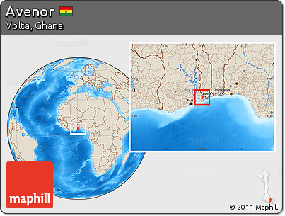 Shaded Relief Location Map of Avenor