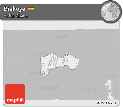 Gray 3D Map of Biakoye, single color outside