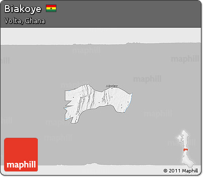 Gray 3D Map of Biakoye, single color outside