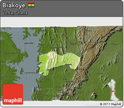 Physical 3D Map of Biakoye, darken