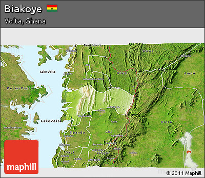 Physical 3D Map of Biakoye, satellite outside