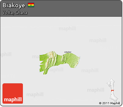 Physical 3D Map of Biakoye, single color outside