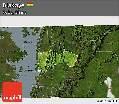 Satellite 3D Map of Biakoye, darken