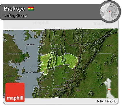 Satellite 3D Map of Biakoye, darken