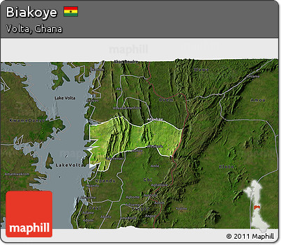 Satellite 3D Map of Biakoye, darken