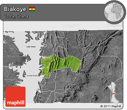 Satellite 3D Map of Biakoye, desaturated