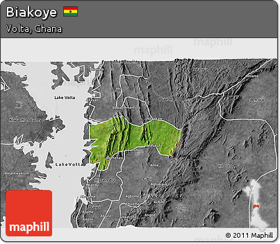 Satellite 3D Map of Biakoye, desaturated