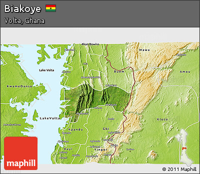 Satellite 3D Map of Biakoye, physical outside
