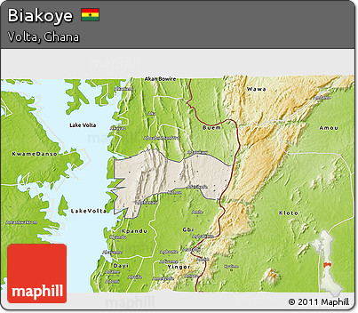 Shaded Relief 3D Map of Biakoye, physical outside