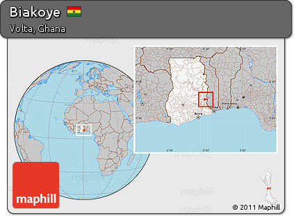 Gray Location Map of Biakoye, highlighted country