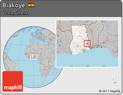 Gray Location Map of Biakoye, highlighted country