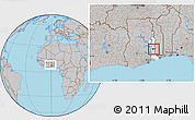 Gray Location Map of Biakoye, highlighted parent region, within the entire country