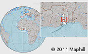 Gray Location Map of Biakoye, highlighted parent region, hill shading