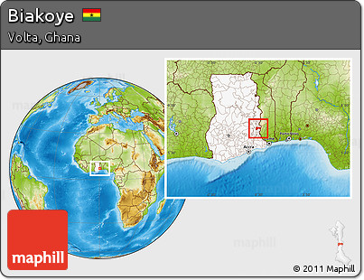 Physical Location Map of Biakoye, highlighted country