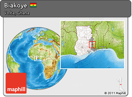 Physical Location Map of Biakoye, highlighted country, highlighted parent region