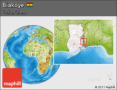 Physical Location Map of Biakoye, highlighted country, highlighted parent region
