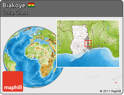 Physical Location Map of Biakoye, highlighted country, highlighted parent region