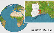 Satellite Location Map of Biakoye, highlighted country, highlighted parent region