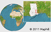Satellite Location Map of Biakoye, highlighted country