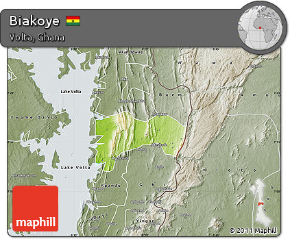 Physical Map of Biakoye, semi-desaturated