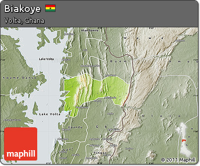 Physical Map of Biakoye, semi-desaturated