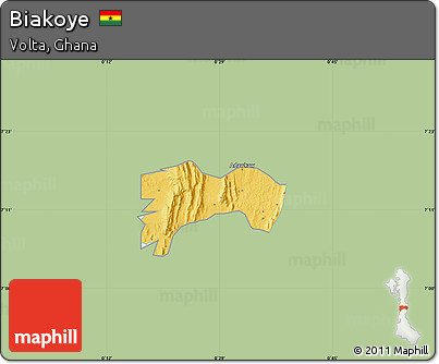 Savanna Style Map of Biakoye, single color outside