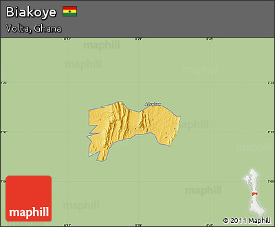 Savanna Style Map of Biakoye, single color outside