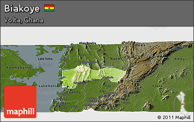 Physical Panoramic Map of Biakoye, darken