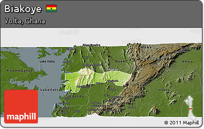 Physical Panoramic Map of Biakoye, darken