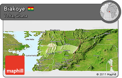 Physical Panoramic Map of Biakoye, satellite outside