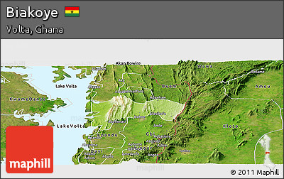 Physical Panoramic Map of Biakoye, satellite outside