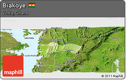 Physical Panoramic Map of Biakoye, satellite outside