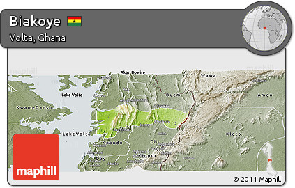 Physical Panoramic Map of Biakoye, semi-desaturated