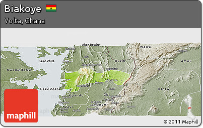 Physical Panoramic Map of Biakoye, semi-desaturated