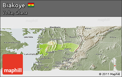 Physical Panoramic Map of Biakoye, semi-desaturated