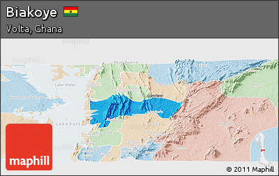 Political Panoramic Map of Biakoye, lighten