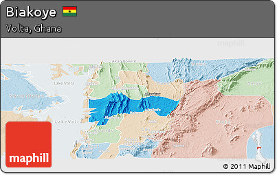 Political Panoramic Map of Biakoye, lighten