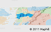 Political Panoramic Map of Biakoye, lighten