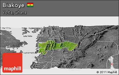 Satellite Panoramic Map of Biakoye, desaturated