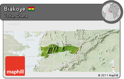Satellite Panoramic Map of Biakoye, lighten
